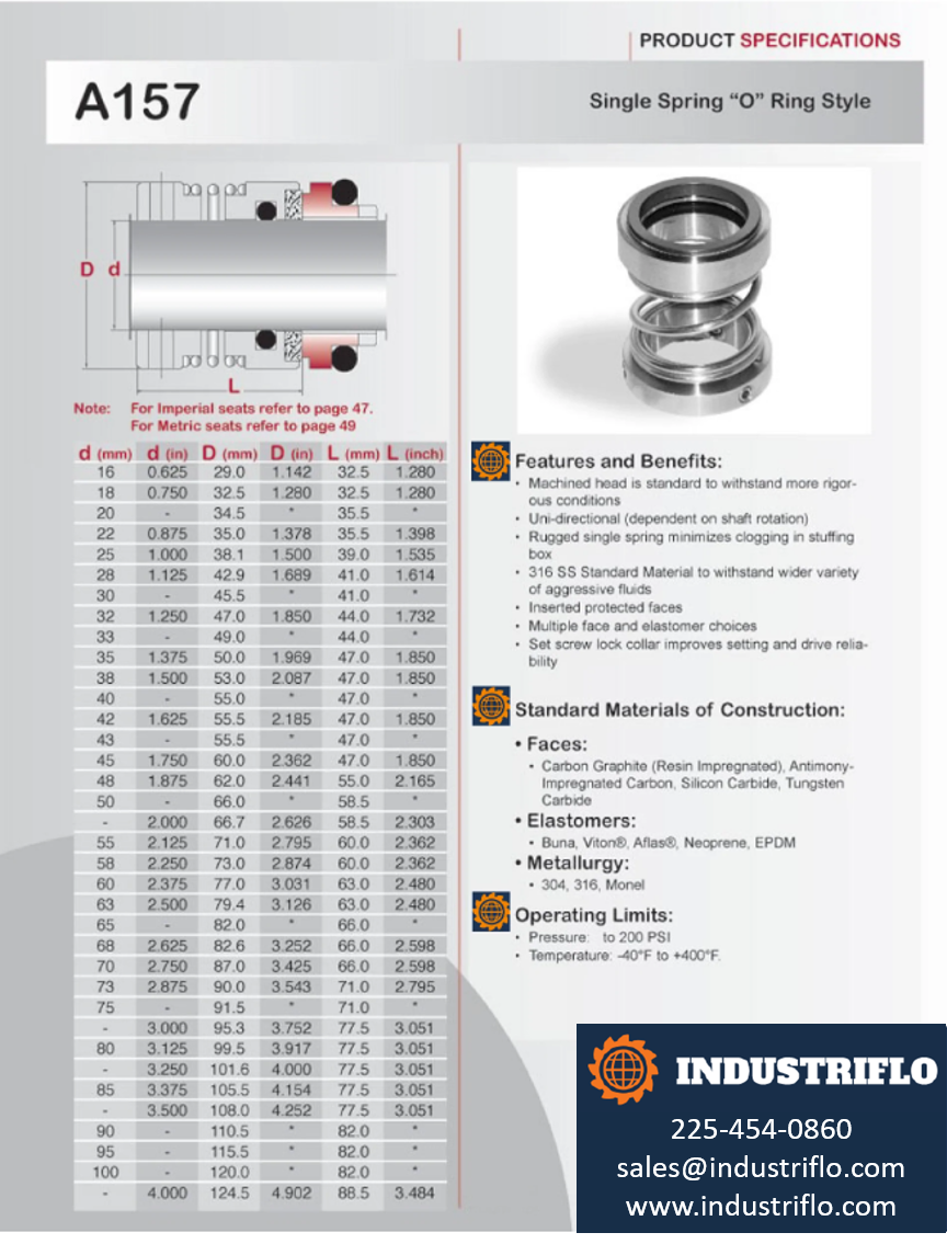 A157 Single Spring "O" Ring Style